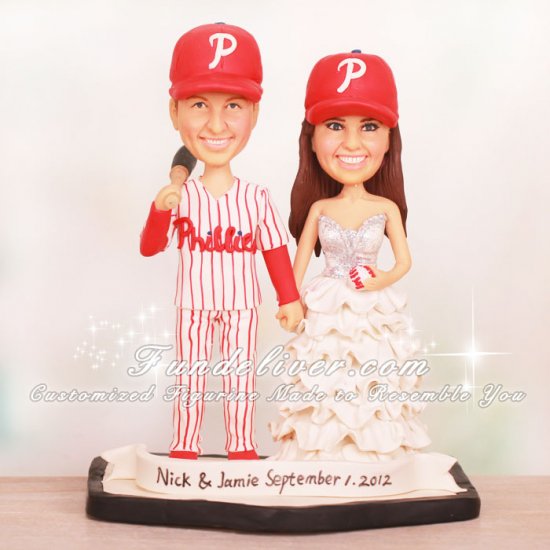 Philadelphia Phillies Baseball Wedding Cake Toppers - Click Image to Close