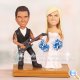 Cheerleader Bride and Groom Playing Guitar Wedding Cake Toppers