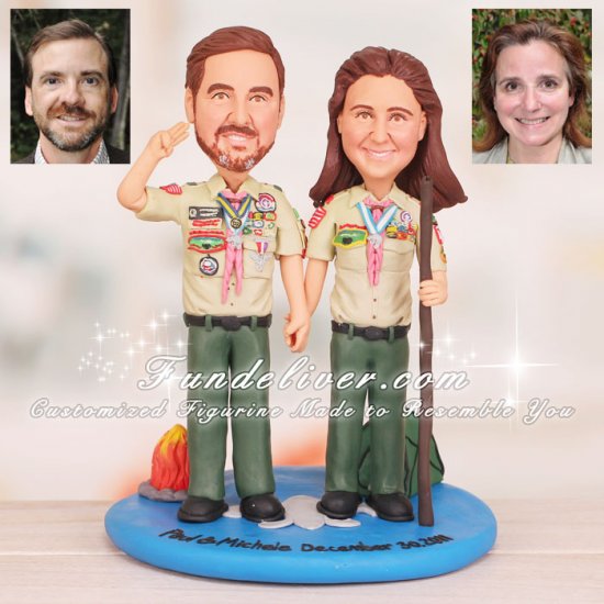 Boy Scout Theme Scoutmaster Wedding Cake Toppers - Click Image to Close