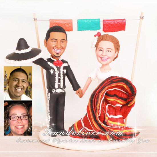 Del Folklorico Dancer and Mariachi Theme Wedding Cake Toppers - Click Image to Close