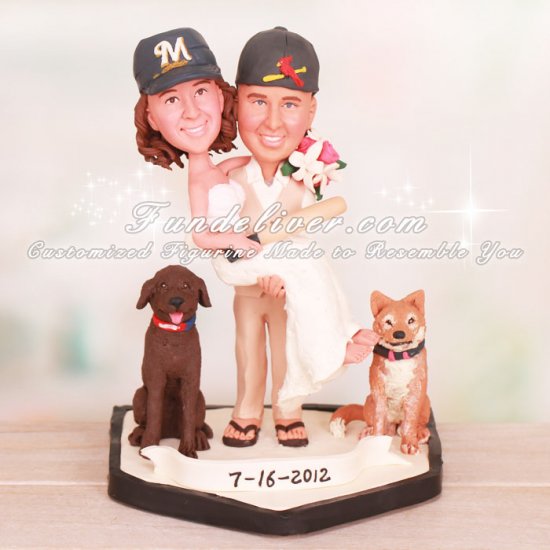 Brewers and Cardinals Baseball Wedding Cake Toppers - Click Image to Close