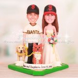 San Francisco Giants Baseball Wedding Cake Toppers with Dogs