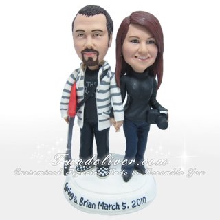 Guitarist and Reporter Cake Topper, Guitar Player and Photographer Cake Topper