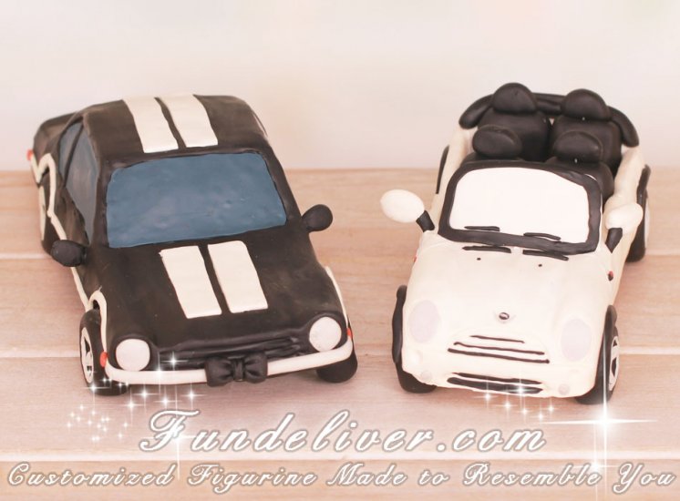 Mini Cooper and Ford Maverick Car Wedding Cake Toppers - Click Image to Close