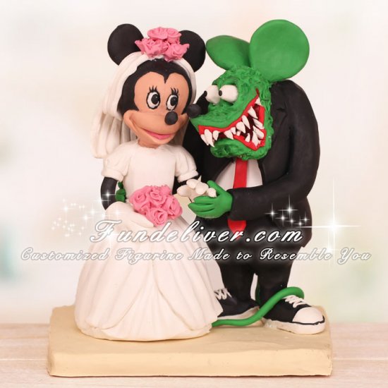 Rat Fink and Minnie Mouse Wedding Cake Toppers - Click Image to Close