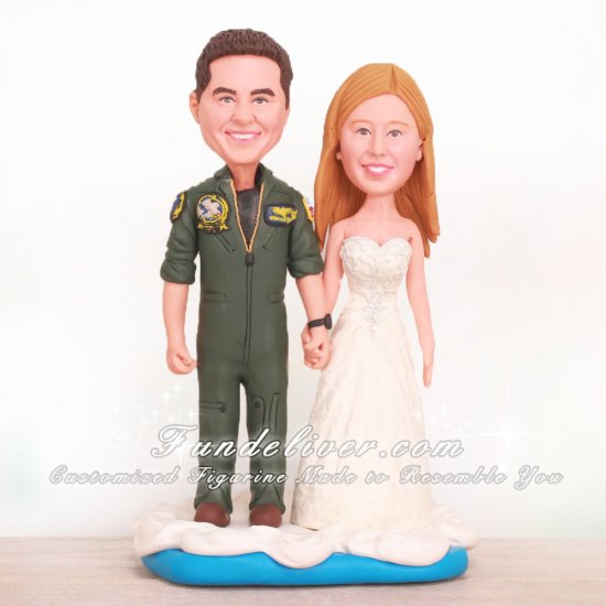 Groom in Flight Suit Wedding Cake Toppers - Click Image to Close
