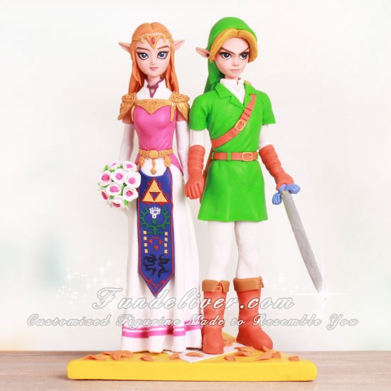Princess Zelda and Link Wedding Cake Toppers - Click Image to Close