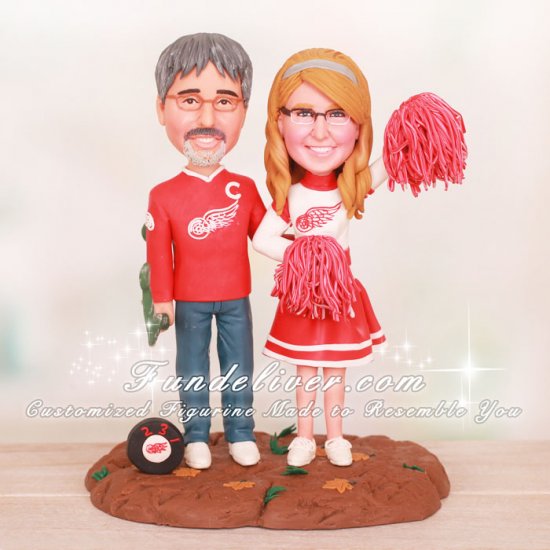 Detroit Red Wings Bow Hunting and Cheerleader Cake Toppers - Click Image to Close