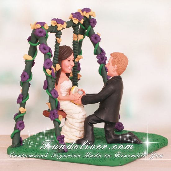 Groom Proposed to Bride on Swing Wedding Cake Toppers - Click Image to Close