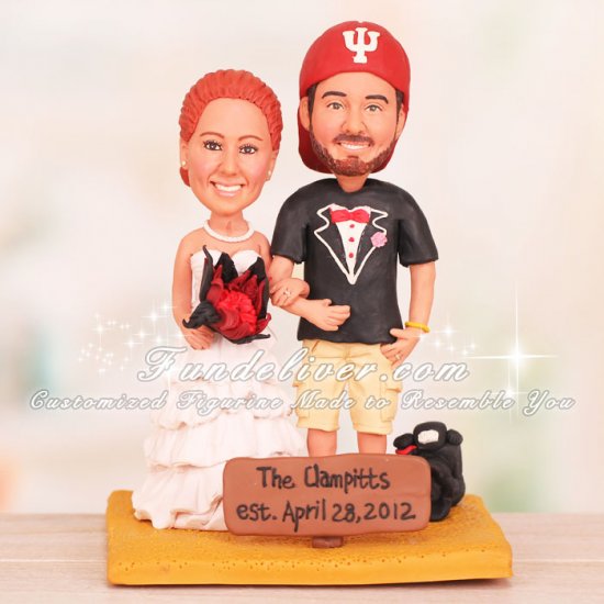 Beach Theme Indiana University IU Wedding Cake Toppers - Click Image to Close