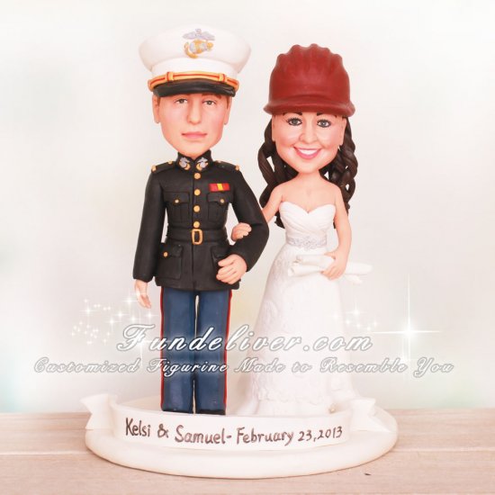 Civil Engineer and Marine Officer Wedding Cake Toppers - Click Image to Close