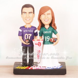 Sports Theme Bride and Groom Cake Toppers