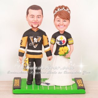 Steelers and Penguins Wedding Cake Toppers