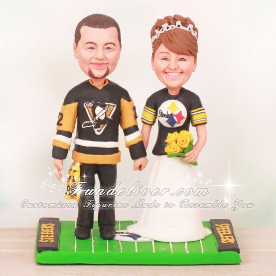 Steelers and Penguins Wedding Cake Toppers - Click Image to Close