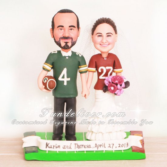 Washington Redskins and Green Bay Packers Football Wedding Cake Toppers - Click Image to Close