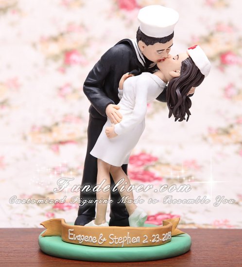 Classic Sailor and Nurse Pose Wedding Cake Toppers - Click Image to Close