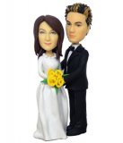 Custom Bride and Groom Cake Topper with Yellow Bouquet Custom Bride and Groom Cake Topper with Yellow Bouquet