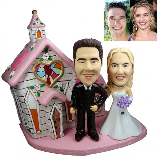 "Now Live Together" Bride and Groom Cake Topper Figurines - Click Image to Close