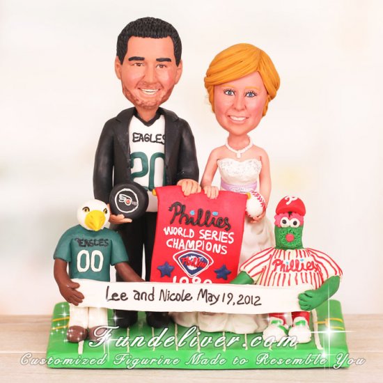 The Mascot Swoop and Phillie Phanatic Sports Wedding Cake Toppers - Click Image to Close