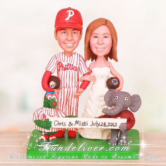 Football Cake Topper with Philly Phanatic and Big Al Mascots - Click Image to Close
