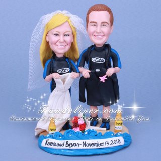 Taking Off Wedding Attire and Heading Diving Cake Toppers