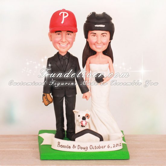 Philadelphia Flyers and Phillies Wedding Cake Toppers - Click Image to Close