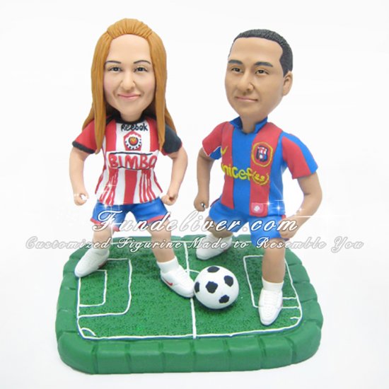 Barcelona Soccer Wedding Cake Toppers, Chivas Soccer Cake Toppers - Click Image to Close