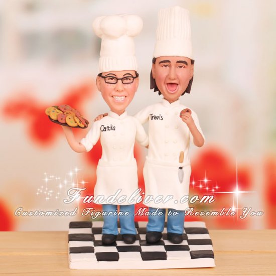 Pastry Chef and Chef Wedding Cake Toppers - Click Image to Close