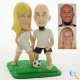 Beach Soccer Wedding Cake Toppers, Bride and Groom Figurines Chasing Soccer Ball
