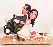 Couple Doing Wheelie on ATV Wedding Cake Toppers
