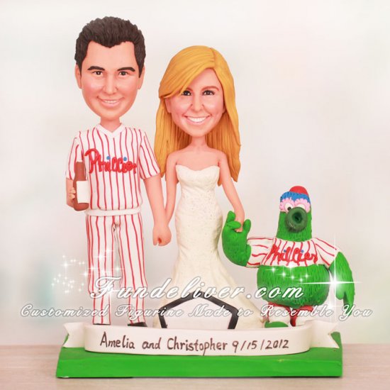 Bride Holding the Phantatic's Hand Phillies Cake Toppers - Click Image to Close
