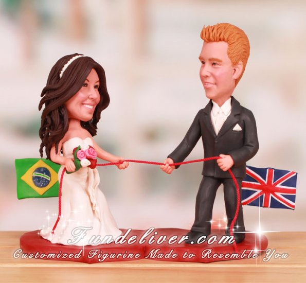 Brazilian Vs UK Tug of War Pull Action Cake Toppers - Click Image to Close