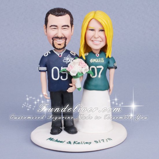 Dallas Cowboys and Philadelphia Eagles Football Wedding Cake Toppers - Click Image to Close