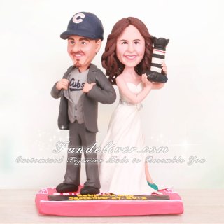 Cubs Fan and Photographer Wedding Cake Toppers