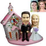 "Now Live Together" Bride and Groom Cake Topper Figurines "Now Live Together" Bride and Groom Cake Topper Figurines