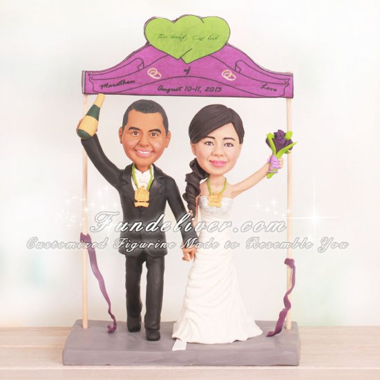 Cross The Finish Line 1/2 Marathon Wedding Cake Toppers - Click Image to Close