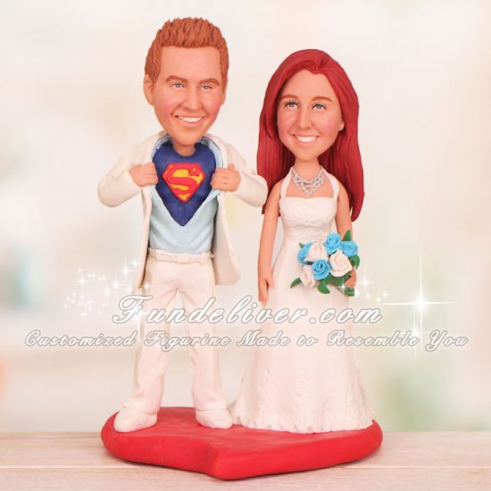 Superman Theme Wedding Cake Topper - Click Image to Close
