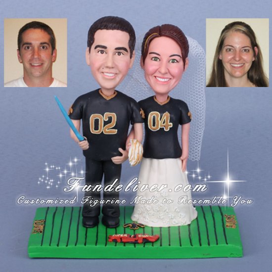 New Orleans Saints Football Theme Wedding Cake Toppers - Click Image to Close