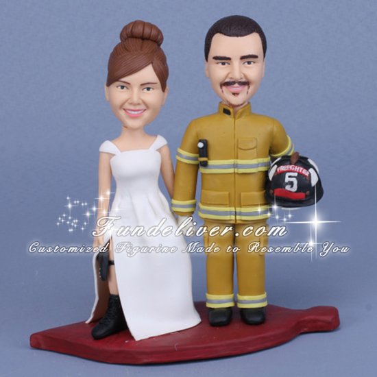 Firefighter Cake Toppers, Fireman Occupation Theme Wedding Cake Toppers & Decoration - Click Image to Close