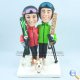 Couple Skiing Wedding Cake Topper with Dog