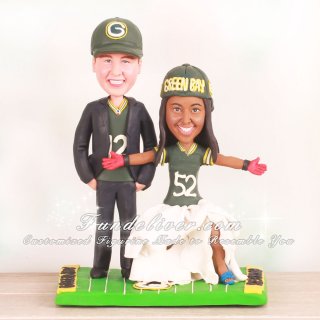 Bride Standing in Clay Matthews Sack Pose Football Cake Toppers