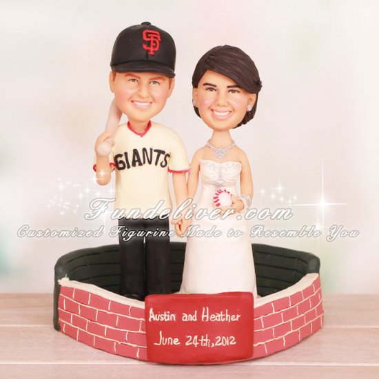 Couple Standing Inside of San Francisco Giants Stadium Cake Toppers - Click Image to Close