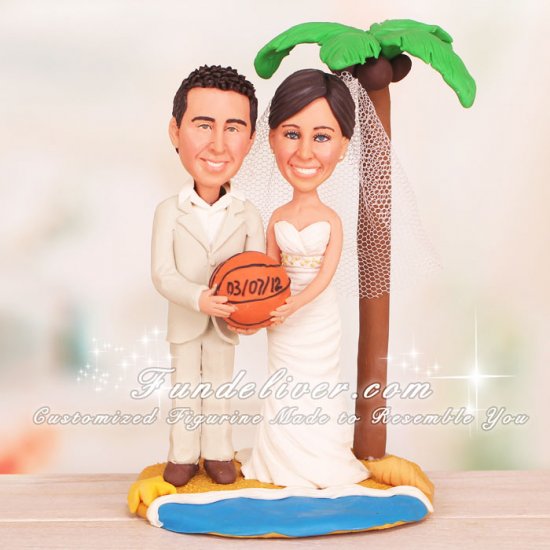 Tropical Theme Basketball Wedding Cake Toppers - Click Image to Close