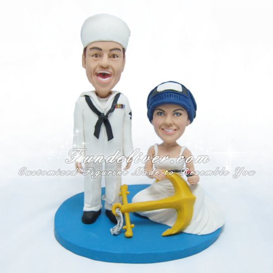 Navy Wedding Cake Toppers, Navy Cake Topper - Click Image to Close