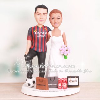 Futbol Club Barcelona Soccer Wedding Cake Toppers