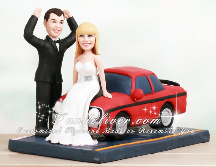 Ford Cake Topper with Bride and Groom with a Ford Falcon XW GT - Click Image to Close