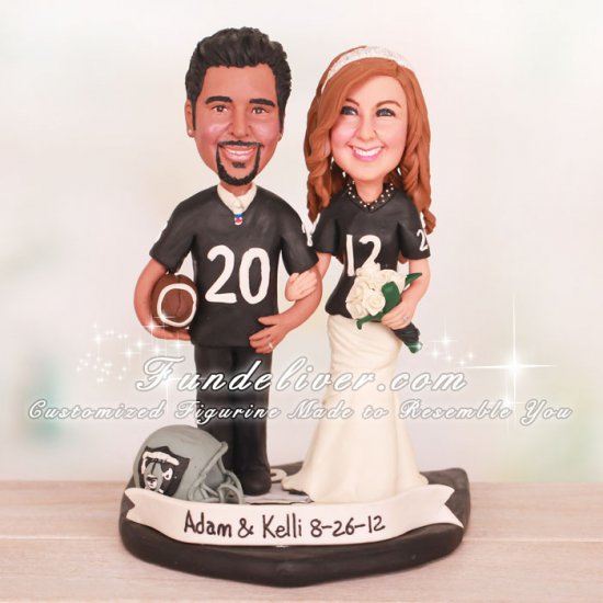 Oakland Raiders Football Wedding Cake Toppers - Click Image to Close