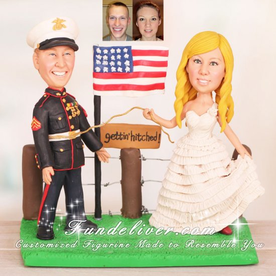 Gettin' Hitched Country and Military Theme Wedding Cake Toppers - Click Image to Close