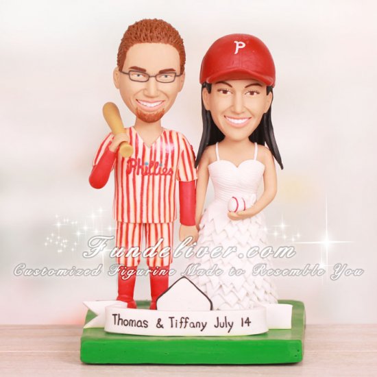 Phillies Baseball Wedding Cake Toppers - Click Image to Close