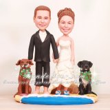 Dog and Beach Theme Wedding Cake Toppers